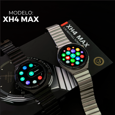 XH4 Max | Smartwatch Executivo com 3 pulseiras